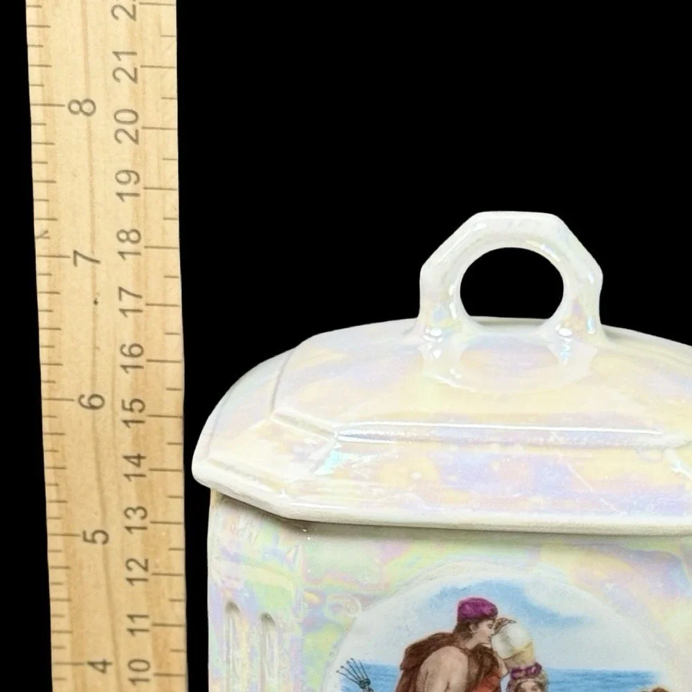 MEPOCO Wares Oatmeal Canister Iridescent Lustreware Made In Germany Vintage‎